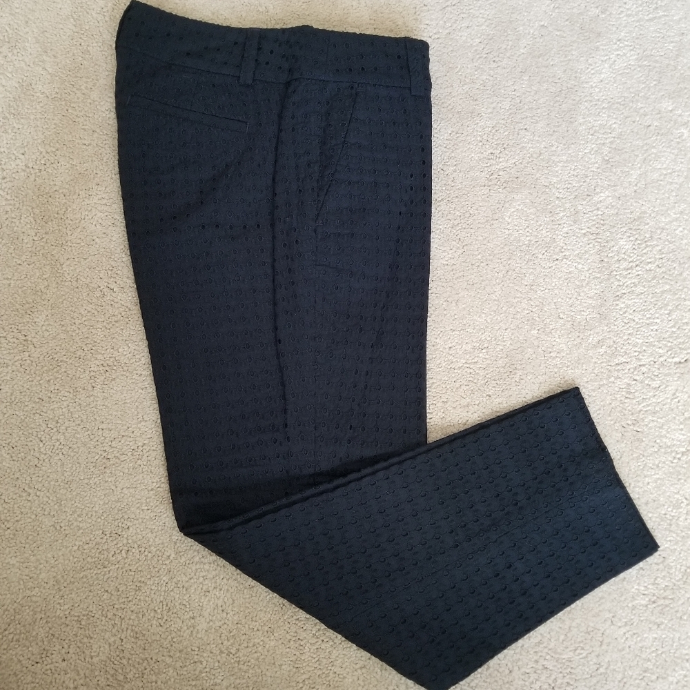 LOFT Navy Eyelet Ankle Pant